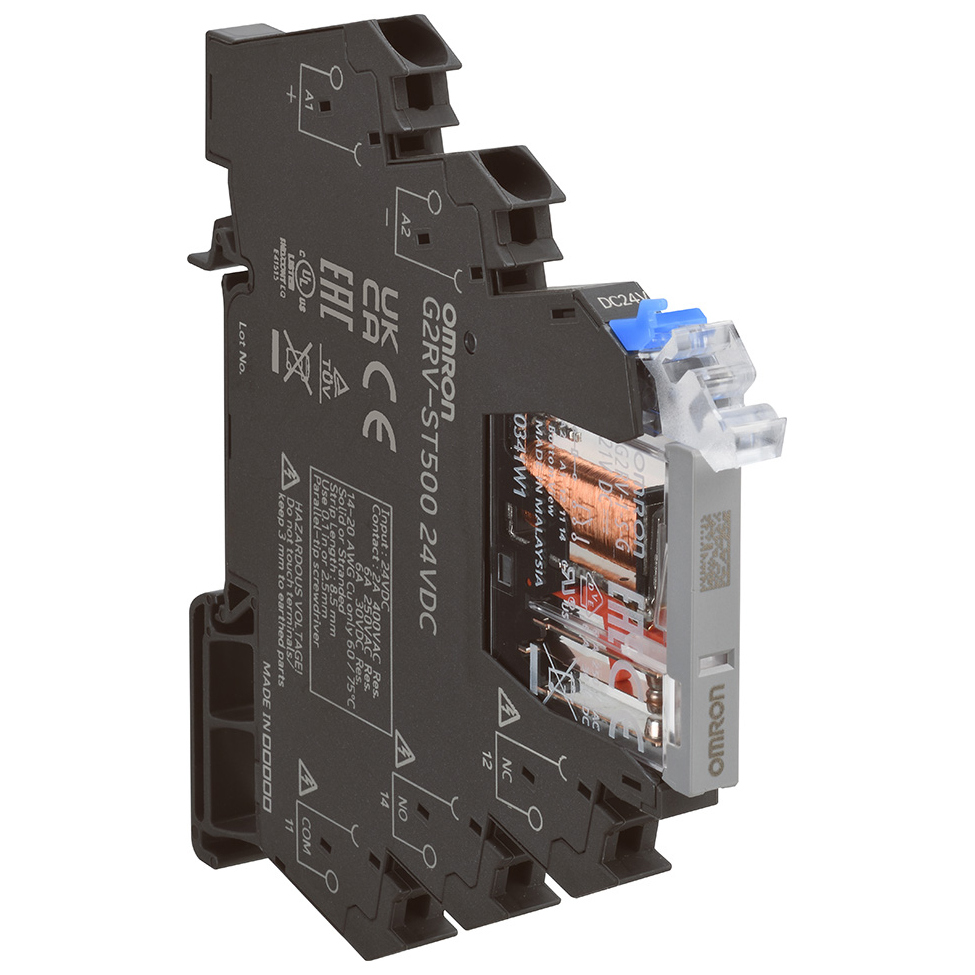 G2RV-ST500 DC24 - Slimline relay 6 mm incl. socket, SPDT, 6 A, Push-in terminal